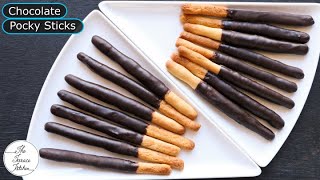 Chocolate Pocky Sticks Recipe Without Oven  Homemade Chocolate Sticks Recipe  The Terrace Kitchen [upl. by Ulrica876]