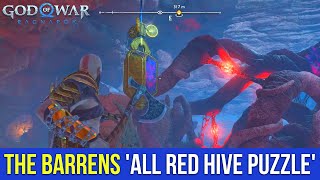 God of War Ragnarok  All Red Hive  Throwing Axe Puzzle The Barrens Secret of the Sands Alfheim [upl. by Oicram837]