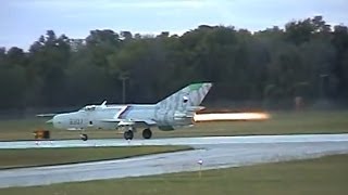 MiG21 Sunset Afterburner Flybys  Willow Run Airport [upl. by Hooge]