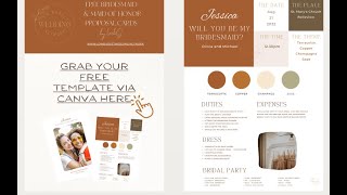 FREE Bridesmaid Proposal Card Templates  How to EDIT in Canva [upl. by Cima493]