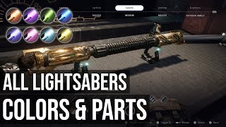 All Lightsaber Sets Colors Parts amp Materials Showcase  Star Wars Jedi Fallen Order [upl. by Auhel]