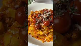 Pappardelle mit TomatePaprika Sauce amp Erbsenprotein Schnetzel koro cooking dinner food [upl. by Kung]