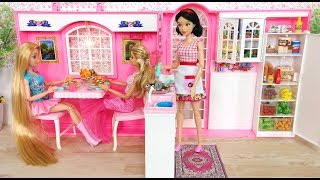 Barbie Doll Kitchen Toy Set Unboxing دمية باربي لعبة المطبخ Barbie boneca Brinquedo de Cozinha [upl. by Susana]