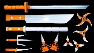 09 Origami Ninja Weapons Shadow Fight  Sword Machetes Baton Sai Knife Knuckle Ninja star [upl. by Steen]