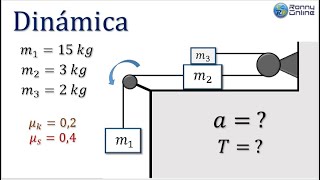 Dinámica con 3 bloques  Con rozamiento [upl. by Aronson]