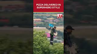 Viral Dominos Delivery Boy Spotted Flying Over UKs Glastonbury Wearing Jetpack  ET Now shorts [upl. by Ahseena227]