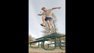 Extreme Footbag does NoLook 360 Stunt OFF Table [upl. by Atronna]