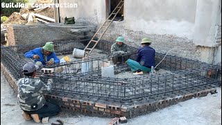 Construction Techniques For Building Solid Reinforced Concrete Foundation Beams For Kitchens [upl. by Ynnot]