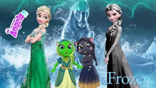 My Talking Angela 2  Frozen  Black Elsa vs Green Elsa 🥰 New Update  cosplay [upl. by Emmeram999]