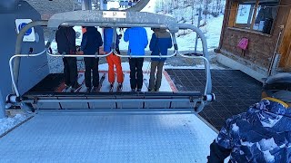 Grizzly Lift including view at the top in Peisey Vallandry resort  Feb 2023 [upl. by Kanor]