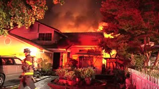 Raw Video Fire Burns Home in South San Jose [upl. by Annahael]