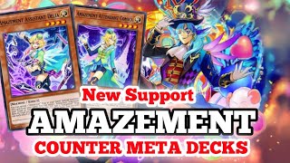 AMAZEMENT DECK BEST COUNTER META DECKS WITH NEW SUPPORT IN YUGIOH Duel Links [upl. by Orose]