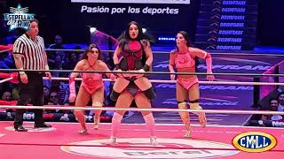 Lluvia Stephanie Vaquer y Zeuxis vs La Catalina Tessa Blanchard y Reina Isis CMLL Arena Mexico [upl. by Enelime795]