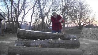 Debarking A Log with Council Tool Hudson Bay Axe [upl. by Denby]