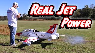 Big RC Jet  200 mph RC jet with real jet turbine engine  Jet Jam 2021 [upl. by Gilles]