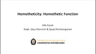 Alat Homotheticity amp Homothetic Function [upl. by Myranda]