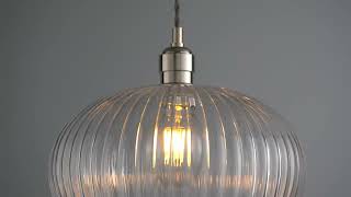 Nico Medium Pendant Light Ribbed Glass Shade Polished Nickel 31cm  LI976919  Lamp Genius [upl. by Punak]