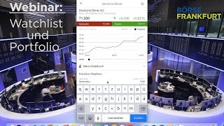 Webinar Watchlist und Portfolio – Funktionen der Börse Frankfurt [upl. by Notneiuq714]