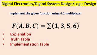 Implement the given function using 41 multiplexer 𝑭𝑨𝑩𝑪∑𝟏𝟑𝟓𝟔 [upl. by Zilber]