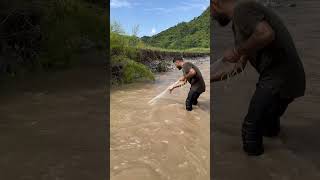 The great net fishing adventures in the muddy river fishingshorts [upl. by Roslyn]