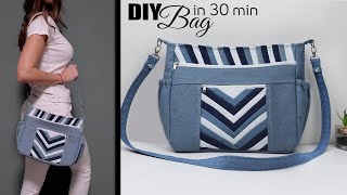 DIY Denim Jeans Small Cuts Idea How to sew a tote bag from cloth [upl. by Ddot]