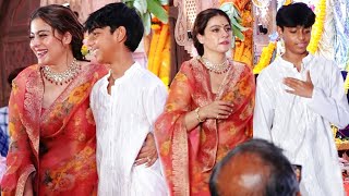 Kajol With Son Yug Devgan Takes Blessings At Durga Puja 2024 [upl. by Hootman]