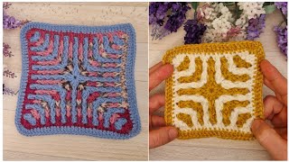 Wow 👌💯 How to Crochet Easy Mosaic Granny Square  Beginners Friendly Tutorial [upl. by Enneirda]