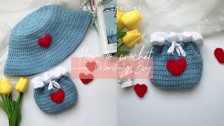 ❤️ How to Crochet Mini Drawstring Pouch Bag  Beginner Friendly ❤️ [upl. by Socram]