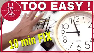 How to Fix a Wall Clock  Easy Battery Operated Quartz Clock Repair [upl. by Erlina514]