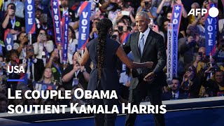 quotYes she can quot Michelle et Barack Obama saluent en Harris quotlespoirquot retrouvé  AFP [upl. by Hsetirp]