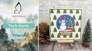 TechKarte Hallo Winter  DIY Weihnachtskarte basteln  Tutorial  Step by step Anleitung pappyjon [upl. by Lahsiv]