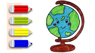 How to draw a small globe  globe drawing with colour  realistic globe drawing [upl. by Nawyt867]