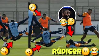 🚨RÜDIGERS UNUSUAL TACKLE ON MBAPPÉ😵😬😂🔥 [upl. by Vivian]