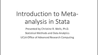 Introduction to Metaanalysis using Stata [upl. by Gladi]