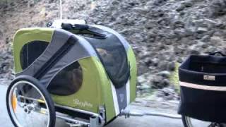 DoggieRide Novel Dog Bike Trailer First ride [upl. by Sokram597]