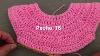 Como tejer un canesú redondo fácil canesú a crochet 4 tallas [upl. by Cicenia]