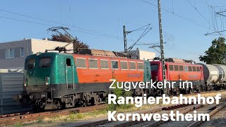 Bahnverkehr im Rangierbahnhof Kornwestheim Bahn zug gueterzug freighttrain train traffic [upl. by Savory]