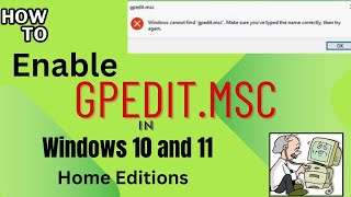 Enable Gpedit In Windows 10 amp 11 Home Edition  Gpedit ko kaise Enable Kare  Gpeditmsc Not Found [upl. by Elma]