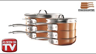 Gotham Steel Stackmaster Space Saving Nonstick Stackable Cookware Commercial [upl. by Rusticus]