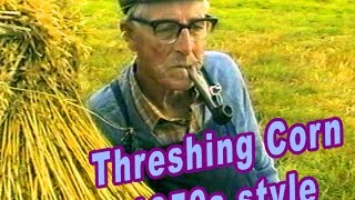 Threshing Corn in Ireland 1950s style Farming Video [upl. by Lynnworth]