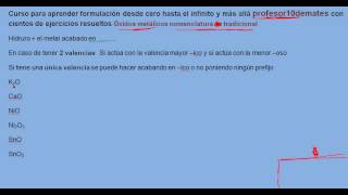 Formulación inorgánica 14 Oxidos metálicos nomenclatura tradicional [upl. by Shandee]