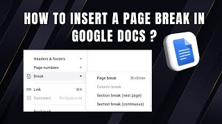 How to Insert a Page Break in Google Docs step by step 2024 [upl. by Ecilayram]