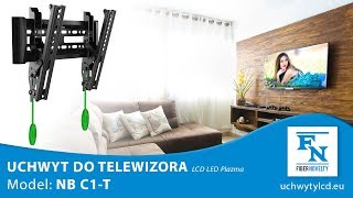 NB C1T  Płaski uchylny uchwyt ścienny do telewizorów i monitorów LCD LED 17quot37quot [upl. by Ainattirb]