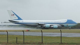 AIR FORCE ONE Departs Prestwick Airport July 2018  USAF Boeing VC25A  President Trump UK Visit [upl. by Gylys]