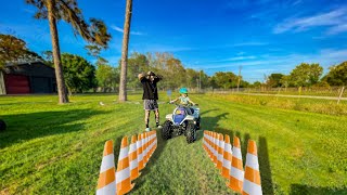 4 Yr Old Daughter On Quad VS Obstacle course  Braap Vlogs [upl. by Bunker529]