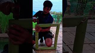 Beautiful Bamboo Table YouTubeShots7asian bamboo bushcraft survival [upl. by Adiuqal]