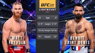 MATT FREVOLA VS BENOIT SAINT DENIS FULL FIGHT UFC 295 [upl. by Rebba]