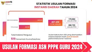 ASN PPPK GURU 2024 USULAN FORMASI MASIH JAUH DARI TARGET PEMDA DIMINTA OPTIMALISASI FORMASI [upl. by Iznyl]