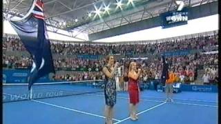 Lucy Durack and Jemma Rix Australian National Anthem Tennis Brisbane International 9 January 2011 [upl. by Horwath]