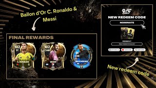 BALLON DOR EVENT IS HERE 🏆😍 FREE C RONALDO amp MESSI 👍🏼 NEW REDEEM CODE ✏️🎁 [upl. by Itaws899]